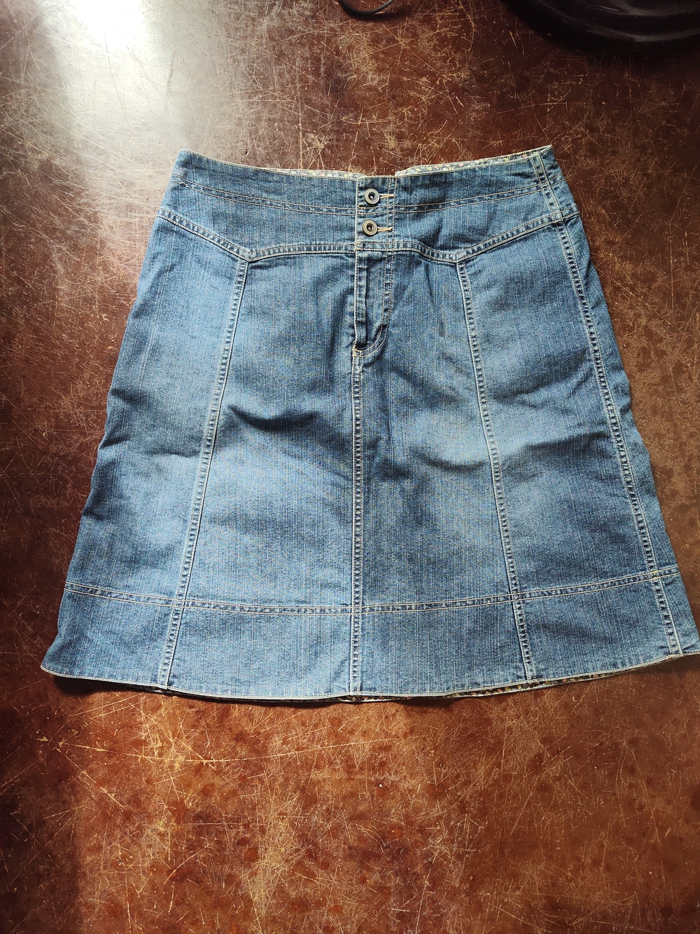 G.H. Bass & Co. Medium Blue Denim Paneled A-Line Skirt Size 8 Prairie Girl Boho